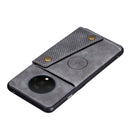 For OnePlus 7T Shockproof Magnetic PU + TPU Protective Case with Card Slots(Grey)