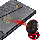 For OnePlus 7T Shockproof Magnetic PU + TPU Protective Case with Card Slots(Grey)