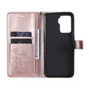 For OPPO A94 5G / F19 Pro / Reno 5F Pressed Printing Butterfly Pattern Horizontal Flip PU Leather Case with Holder & Card Slots & Wallet & Lanyard(Rose Gold)