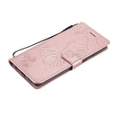 For OPPO A94 5G / F19 Pro / Reno 5F Pressed Printing Butterfly Pattern Horizontal Flip PU Leather Case with Holder & Card Slots & Wallet & Lanyard(Rose Gold)