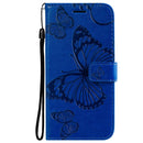 For OPPO A93 5G / A74 5G Pressed Printing Butterfly Pattern Horizontal Flip PU Leather Case with Holder & Card Slots & Wallet & Lanyard(Blue)
