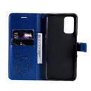 For OPPO A93 5G / A74 5G Pressed Printing Butterfly Pattern Horizontal Flip PU Leather Case with Holder & Card Slots & Wallet & Lanyard(Blue)
