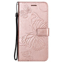 For OPPO A93 5G / A74 5G Pressed Printing Butterfly Pattern Horizontal Flip PU Leather Case with Holder & Card Slots & Wallet & Lanyard(Rose Gold)