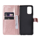 For OPPO A93 5G / A74 5G Pressed Printing Butterfly Pattern Horizontal Flip PU Leather Case with Holder & Card Slots & Wallet & Lanyard(Rose Gold)