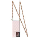 For Samsung Galaxy Note20 Ultra Elegant Rhombic Pattern Microfiber Leather +TPU Shockproof Case with Crossbody Strap Chain(Pink)