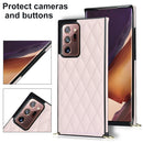 For Samsung Galaxy Note20 Ultra Elegant Rhombic Pattern Microfiber Leather +TPU Shockproof Case with Crossbody Strap Chain(Pink)