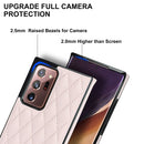 For Samsung Galaxy Note20 Ultra Elegant Rhombic Pattern Microfiber Leather +TPU Shockproof Case with Crossbody Strap Chain(Pink)
