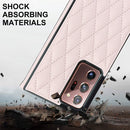 For Samsung Galaxy Note20 Ultra Elegant Rhombic Pattern Microfiber Leather +TPU Shockproof Case with Crossbody Strap Chain(Pink)