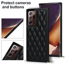 For Samsung Galaxy Note20 Ultra Elegant Rhombic Pattern Microfiber Leather +TPU Shockproof Case with Crossbody Strap Chain(Black)