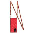 For Samsung Galaxy Note20 Ultra Elegant Rhombic Pattern Microfiber Leather +TPU Shockproof Case with Crossbody Strap Chain(Red)