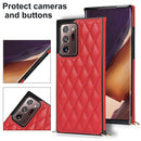 For Samsung Galaxy Note20 Ultra Elegant Rhombic Pattern Microfiber Leather +TPU Shockproof Case with Crossbody Strap Chain(Red)