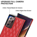 For Samsung Galaxy Note20 Ultra Elegant Rhombic Pattern Microfiber Leather +TPU Shockproof Case with Crossbody Strap Chain(Red)