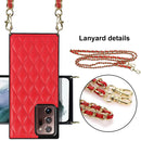For Samsung Galaxy Note20 Ultra Elegant Rhombic Pattern Microfiber Leather +TPU Shockproof Case with Crossbody Strap Chain(Red)