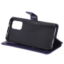 For Xiaomi Redmi Note 10 Pro Tree & Cat Pattern Pressed Printing Horizontal Flip PU Leather Case with Holder & Card Slots & Wallet & Lanyard(Purple)
