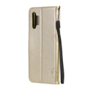 For Samsung Galaxy A32 4G Tree & Cat Pattern Pressed Printing Horizontal Flip PU Leather Case with Holder & Card Slots & Wallet & Lanyard(Gold)