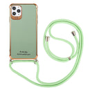 Electroplating TPU Four-Corner Shockproof Protective Case with Lanyard For iPhone 12 Pro Max(Green)