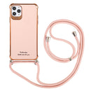 Electroplating TPU Four-Corner Shockproof Protective Case with Lanyard For iPhone 12 Pro Max(Rose Gold)