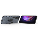 For vivo V21 Shockproof PC + TPU Protective Case with Magnetic Ring Holder(Navy Blue)