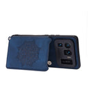 For Xiaomi Mi 11 Ultra Mandala Embossed PU + TPU Case with Holder & Card Slots & Photo Frame & Strap(Blue)