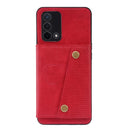 For OPPO A74 4G Double Buckle PU + TPU Shockproof Magnetic Protective Case with Card Slot & Holder(Red)