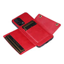 For OPPO A74 4G Double Buckle PU + TPU Shockproof Magnetic Protective Case with Card Slot & Holder(Red)