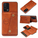 For OPPO A74 4G Double Buckle PU + TPU Shockproof Magnetic Protective Case with Card Slot & Holder(Light Brown)