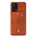 For OPPO A74 4G Double Buckle PU + TPU Shockproof Magnetic Protective Case with Card Slot & Holder(Light Brown)