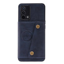 For OPPO A74 4G Double Buckle PU + TPU Shockproof Magnetic Protective Case with Card Slot & Holder(Blue)