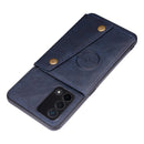 For OPPO A74 4G Double Buckle PU + TPU Shockproof Magnetic Protective Case with Card Slot & Holder(Blue)