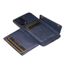 For OPPO A74 4G Double Buckle PU + TPU Shockproof Magnetic Protective Case with Card Slot & Holder(Blue)
