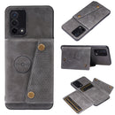 For OPPO A74 4G Double Buckle PU + TPU Shockproof Magnetic Protective Case with Card Slot & Holder(Grey)