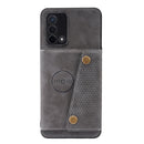 For OPPO A74 4G Double Buckle PU + TPU Shockproof Magnetic Protective Case with Card Slot & Holder(Grey)