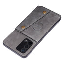 For OPPO A74 4G Double Buckle PU + TPU Shockproof Magnetic Protective Case with Card Slot & Holder(Grey)