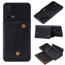 For OPPO A74 4G Double Buckle PU + TPU Shockproof Magnetic Protective Case with Card Slot & Holder(Black)