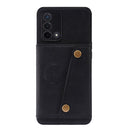 For OPPO A74 4G Double Buckle PU + TPU Shockproof Magnetic Protective Case with Card Slot & Holder(Black)
