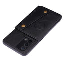 For OPPO A74 4G Double Buckle PU + TPU Shockproof Magnetic Protective Case with Card Slot & Holder(Black)