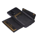 For OPPO A74 4G Double Buckle PU + TPU Shockproof Magnetic Protective Case with Card Slot & Holder(Black)