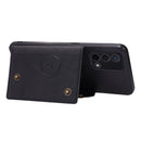 For OPPO A74 4G Double Buckle PU + TPU Shockproof Magnetic Protective Case with Card Slot & Holder(Black)