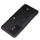 For Xiaomi Redmi Note 10 Pro Max Double Buckle PU + TPU Shockproof Magnetic Protective Case with Card Slot & Holder(Black)