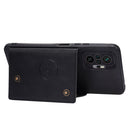 For Xiaomi Redmi Note 10 Pro Max Double Buckle PU + TPU Shockproof Magnetic Protective Case with Card Slot & Holder(Black)