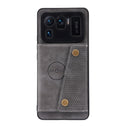 For Xiaomi Mi 11 Ultra Double Buckle PU + TPU Shockproof Magnetic Protective Case with Card Slot & Holder(Grey)