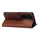 For Huawei P50 Pro Embossed Happy Cat Pattern Horizontal Flip Leather Case with Holder & Card Slots & Wallet(Brown)