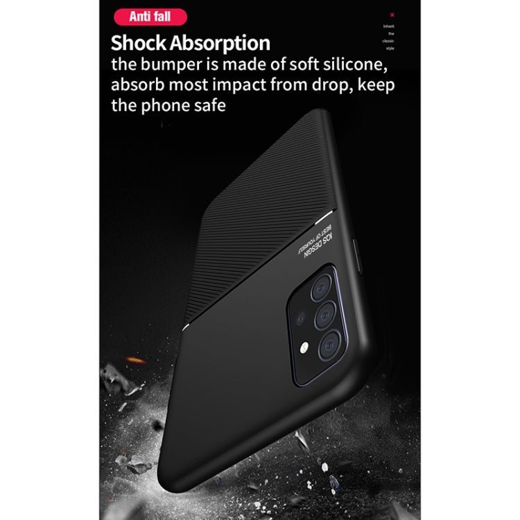 For Samsung Galaxy A52 4G / 5G Classic Tilt Strip Grain Magnetic Shockproof PC + TPU Case(Red)