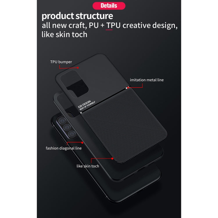 For Samsung Galaxy A52 4G / 5G Classic Tilt Strip Grain Magnetic Shockproof PC + TPU Case(Green)