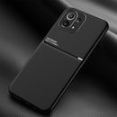 For Xiaomi Mi 11 Lite 5G Classic Tilt Strip Grain Magnetic Shockproof PC + TPU Case(Black)