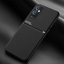 For OnePlus 9 Classic Tilt Strip Grain Magnetic Shockproof PC + TPU Case(Black)
