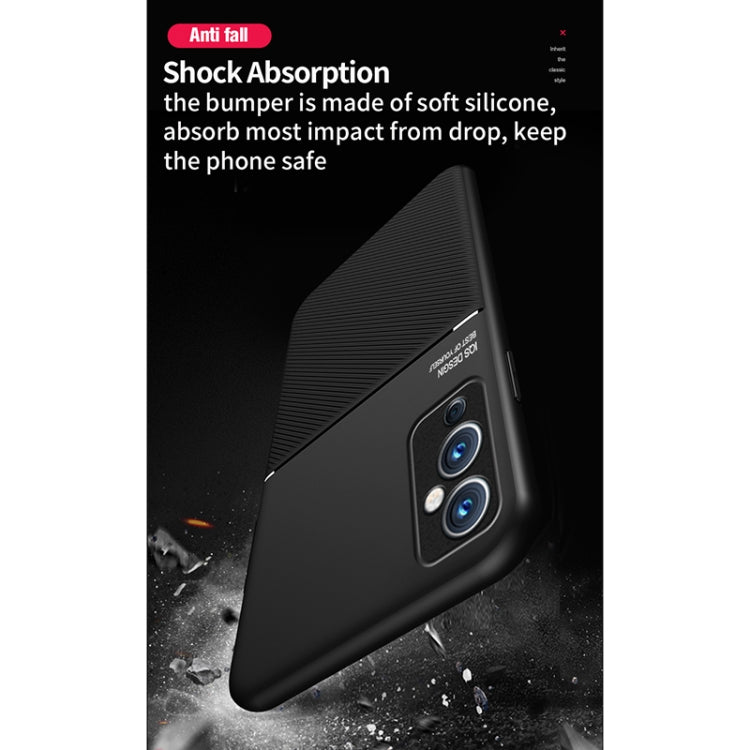 For OnePlus 9 Classic Tilt Strip Grain Magnetic Shockproof PC + TPU Case(Black)