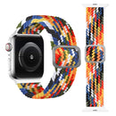 Buckle Braided Elastic Strap Watch Band For Apple Watch Series 7 45mm / 6 & SE & 5 & 4 44mm / 3 & 2 & 1 42mm(Rainbow)