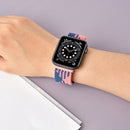 Buckle Braided Elastic Strap Watch Band For Apple Watch Series 7 45mm / 6 & SE & 5 & 4 44mm / 3 & 2 & 1 42mm(Red Between Black)