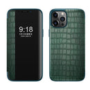 Crocodile Texture Display Window Horizontal Flip Leather Case For iPhone 11 Pro Max(Green)